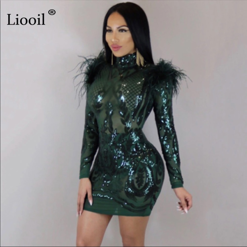 💚💚 Green Sequin & Mesh Dress💚💚